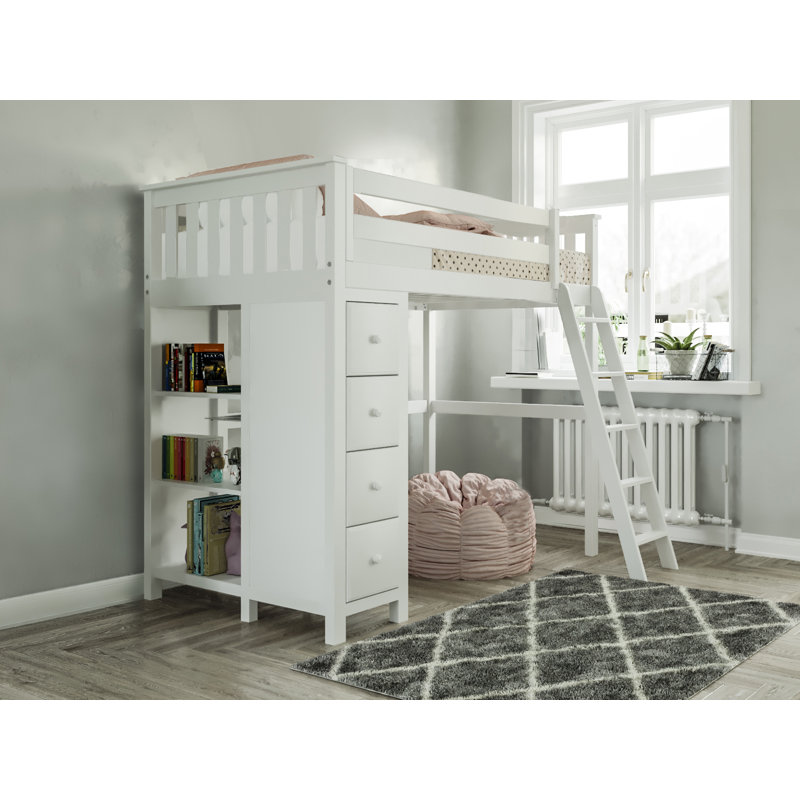 Harriet Bee Getty Twin Loft Bed with Drawers and Bookcase Wayfair.ca